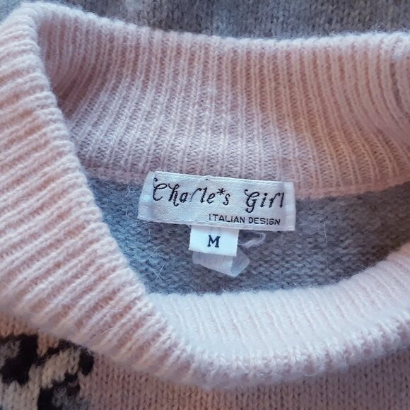 Vintage 80s 90s Lambswool Angora Giraffe Print Sweater M - Picture 4 of 6